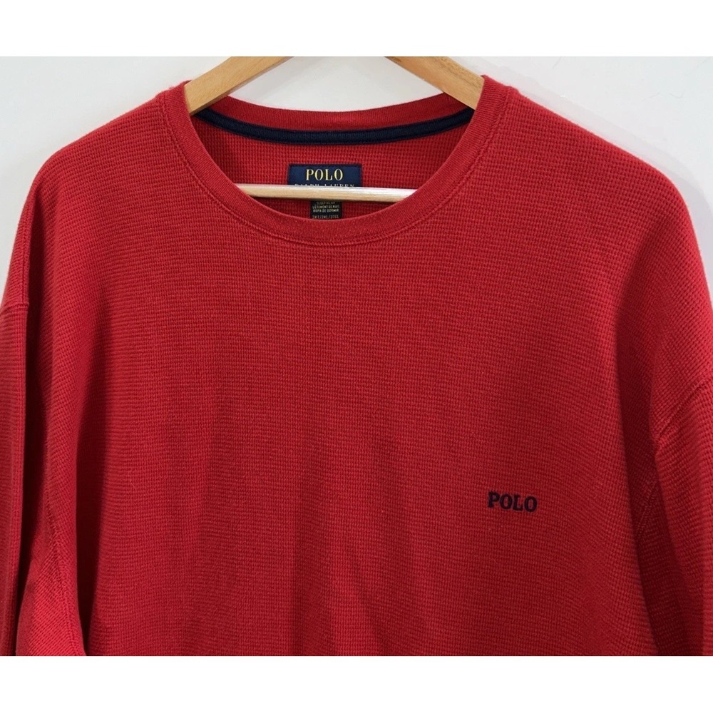 Mens Polo Ralph Lauren Long Sleeve Waffle Weave Thermal Red Sz 3XT Crew Neck
